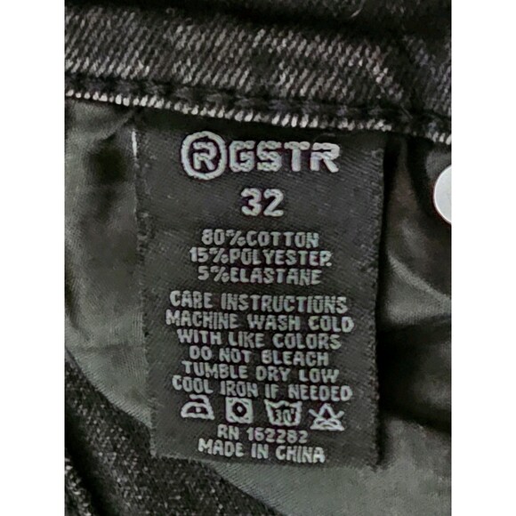 R GSTR Men's Slim Straight Stacked Ripped Patched Jeans Black Size 32 Inseam 28 - Picture 8 of 13
